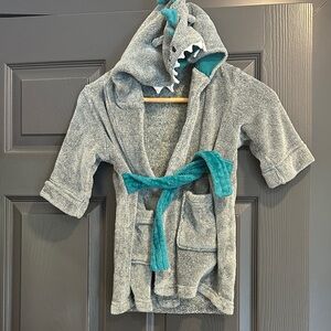 Cat & Jack Kids Shark Hooded Robe 2T/3T in Gray with Teal Accents